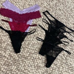 Victoria's Secret Lace Thong Set in Black and Purple